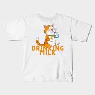 drinking milk Kids T-Shirt